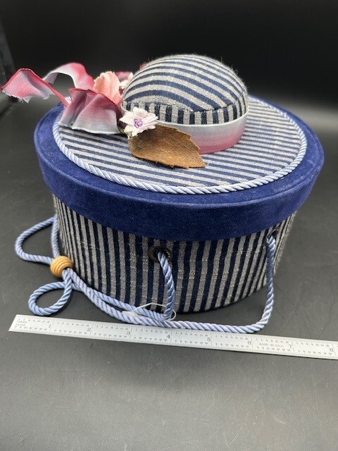 Vintage Hat Sewing Box Basket, Pin Cushion - Rare!