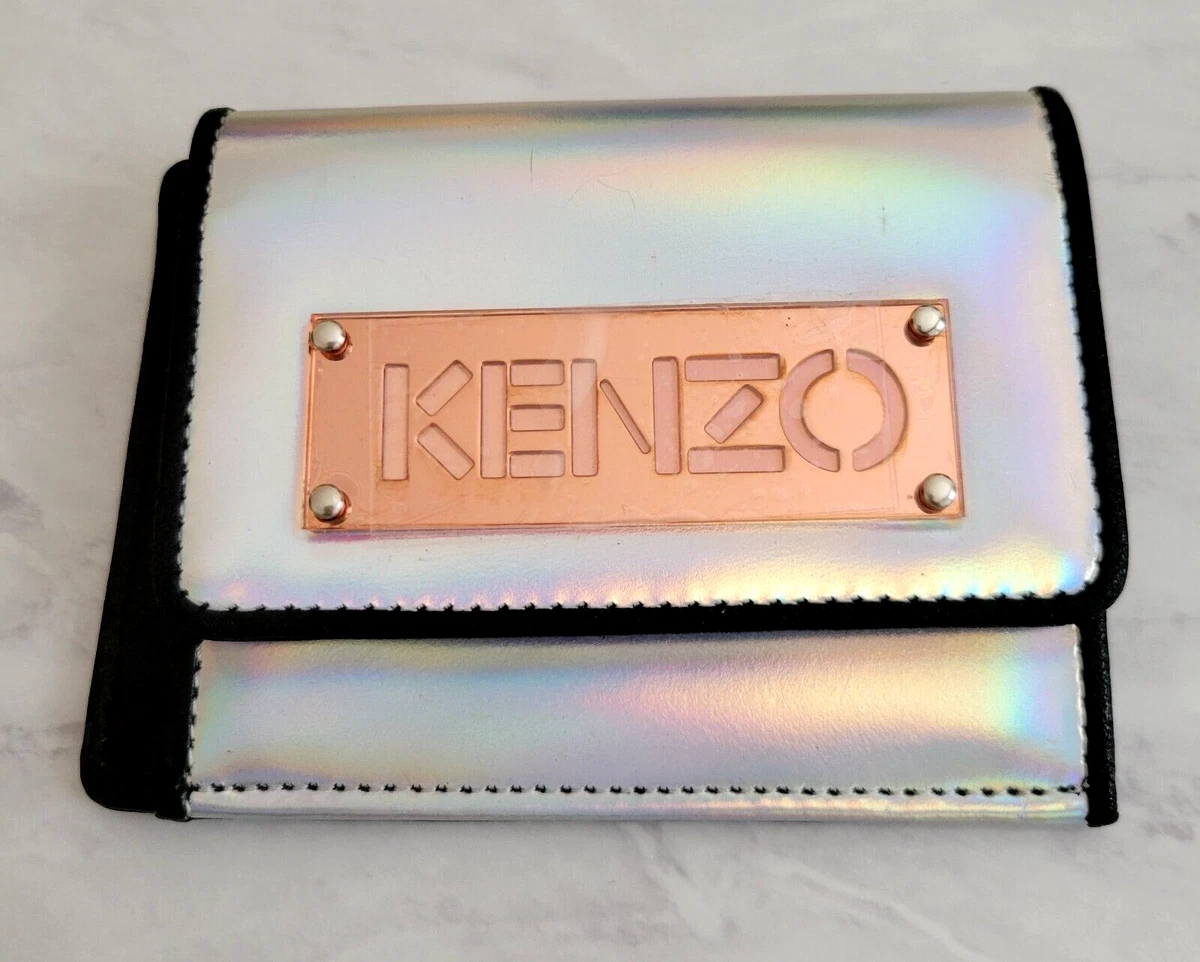 NEW KENZO Paris Women Men Wallet Silver Metallic Pink Japan Coin