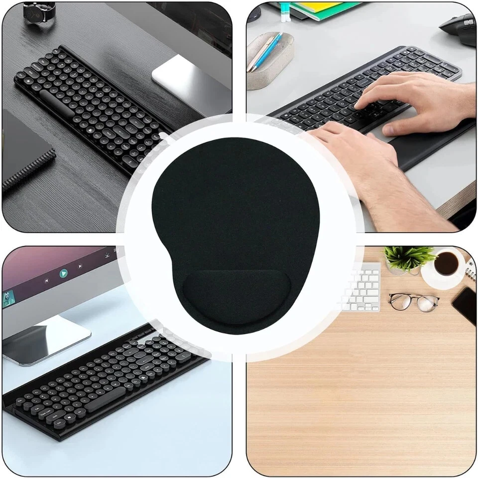 BLACK ANTI-SLIP MOUSE MAT PAD WITH GEL WRIST SUPPORT PC & LAPTOP ~UK SELLER~ - Image 2 of 4