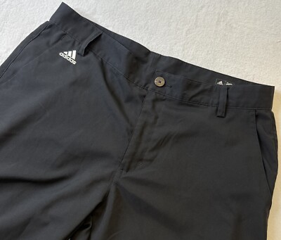 Adidas 32x32 ClimaLite Black 3-Stripes Flat Front Performance Golf Pants Men EUC