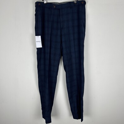 Skopes Tapered Morrissey Suit Trousers Navy Check 32x31 (Q4EHX)