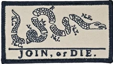 JOIN OR DIE PATRIOTIC SNAKE 13 COLONIES FULL COLOR TACTICAL HOOK MORALE PATCH