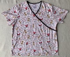Rudolph The Red-Nosed Reindeer Christmas Print Size Large Medical Nurse Scrubs