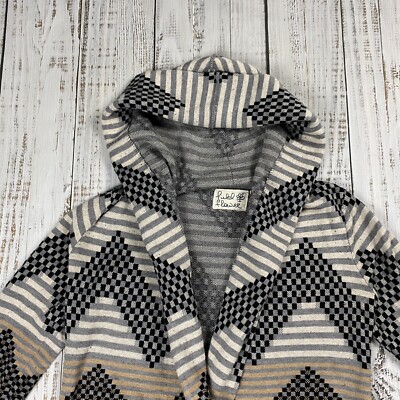 ANTHROPOLOGIE FIELD FLOWER STRIPED CHEVRON BELTED CARDIGAN SWEATER