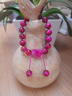 Nikki & Me Billy Fuchsia Tigers Eye, rosa persischer Achat Brandneu mit Etikett
