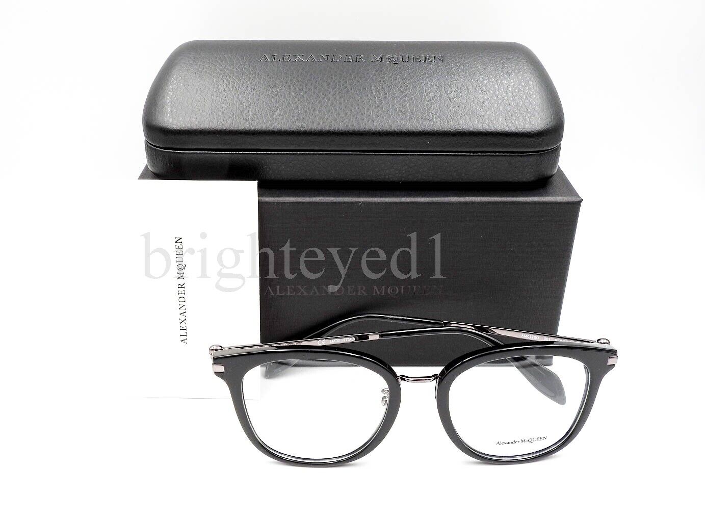 Authentic ALEXANDER McQUEEN Black Cat Eye Rx Eyeglasses AM0176O-001 *NEW*  53mm