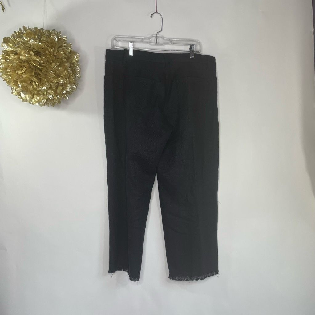Max Mara Womens Capri Pants Black Pockets Linen Blend… Gem