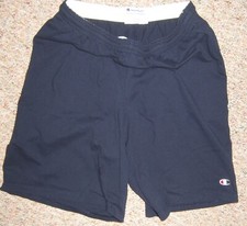 Men's Champion Navy Blue Shorts Cotton Pockets Drawstring Authentic Medium EUC
