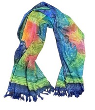 Sarong Beach Cover Up Womens Wrap Shawl Tropical Fringe 67"x42" BALI Resort Wear