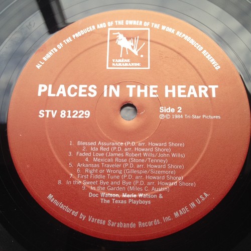 Howard Shore PLACES IN THE HEART Film Soundtrack LP Varese Sarabande John Kander - Picture 11 of 12