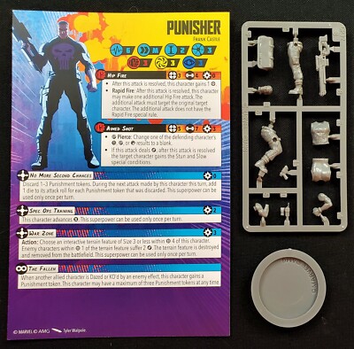 Marvel Crisis Protocol Punisher w/ Rules Card + Base, NO Tokens or Tactic Cards
