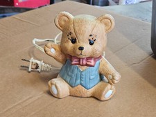 Vintage Interpur Brown Teddy Bear Lamp Night Light Nursery Decor Baby Boy Girl