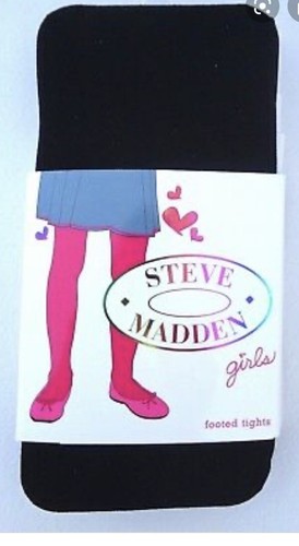 NEW STEVE MADDEN Girls Footed Tights Black Legwear Size 4-6 years 34"-44" - 第 1/2 張圖片