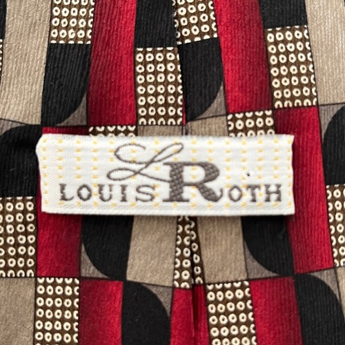 Louis Roth Men's Tie Red Black Gray Geometric 100% Silk - Picture 5 of 7
