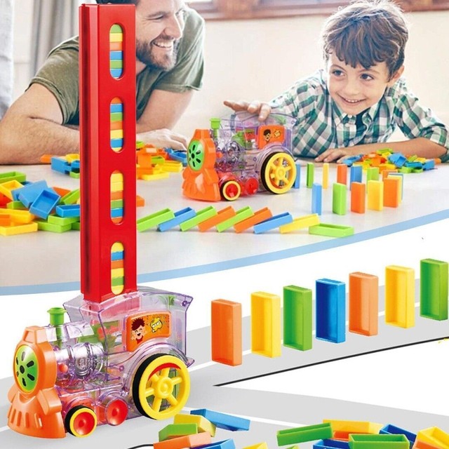Domino Train Car Set Sound Light Colorful Automatic Domino Brick Kids Domino Train Car Set Sound Light Colorful Automatic Domino Brick Kids