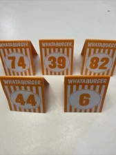 5 Whataburger Table Number Tents - 74, 39, 82, 44, 6