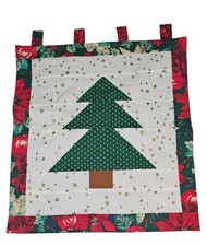 Handmade Christmas Quilt With Tree Wall Hanging 16"L x 15"W