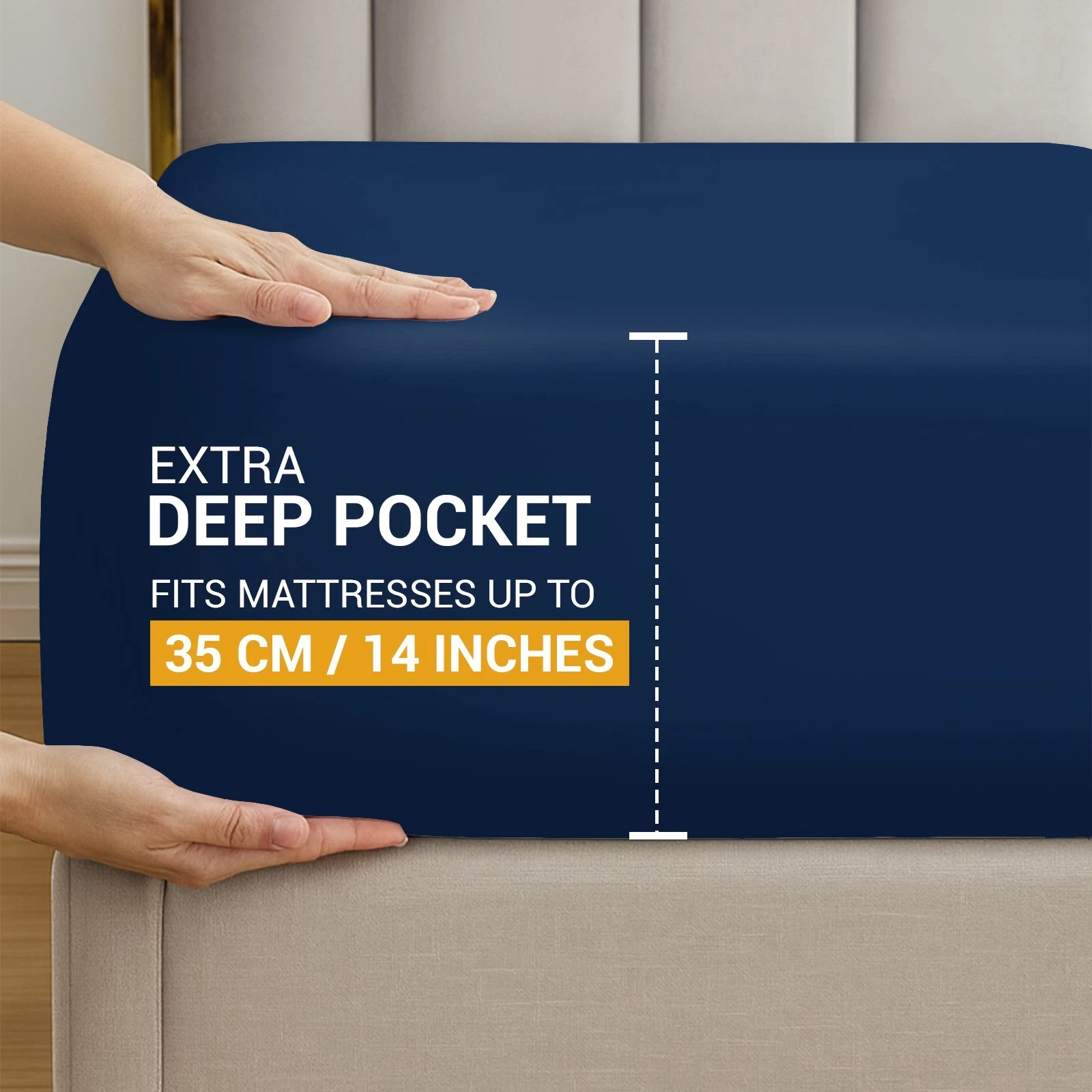 Navy - Dekoro fitted sheet - 35cm deep
