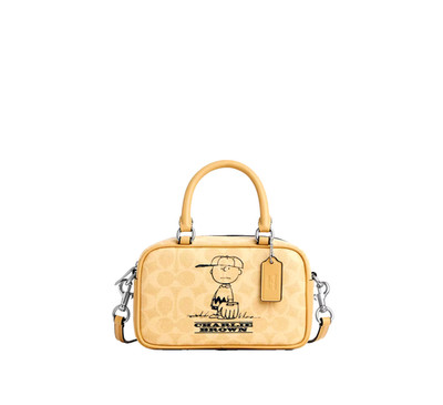 NWT Coach X Peanuts Satchel Crossbody Bag Signature Canvas Charlie Brown CBJ63