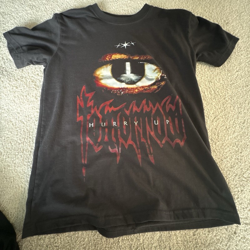 XO Men's Black "Hurry Up Tomorrow" Graphic Print Crew Neck Short Sleeve Tee L