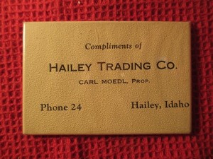 Hailey, Idaho Rare Antique Advertising Pocket Mirror From Hailey Trading Co