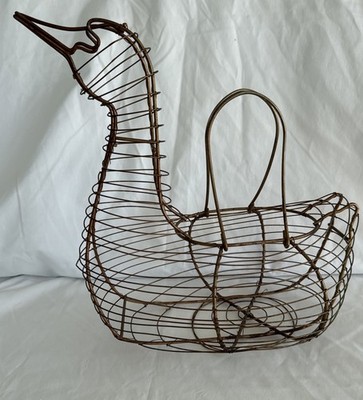 Vintage Wire Duck Egg Gathering Basket~ Decor