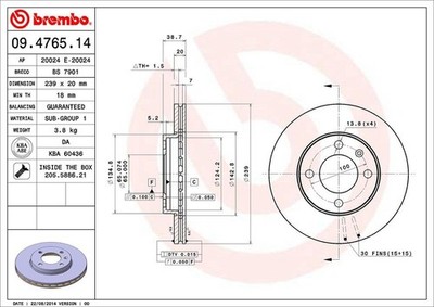 Front Rotor Fits 1985-1993 Volkswagen Cabriolet 09.4765.14