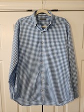 Peter Millar Men's L Blue/White Check Long Sleeve Cotton Button-Up Shirt