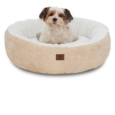 AMERICAN KENNEL CLUB 23" Mason Fabric Round Pet Bed - Stylish Washable Dog Be...