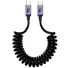 Coiled USB C to USB C Cable 240W 20Gbps 4K60Hz CarPlay Android Auto 3ft Retracta