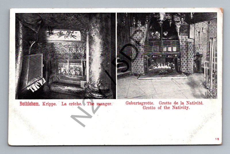 Bethlehem Manger Grotto of Nativity Vintage Postcard Holy Land Stengel 20335