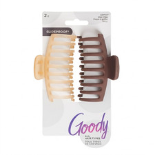 Goody SlideProof Large Claw Clips 2 Pack Soft Pink Brown Hair Styling