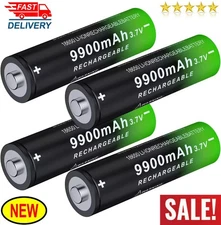 4 Pack 3.7V 9900mAh High Capacity Rechargeable Button top Li-ion Batteries
