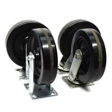 (Lot of 4) Heavy Duty Casters with 8" Black Wheels 2x Straight 2x Swivel Generic