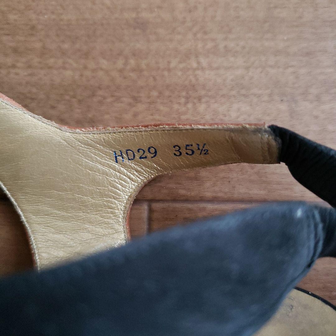 Autentici sandali con tacco Yves Saint Laurent nero arancione scamosciato taglia 35 5 donna