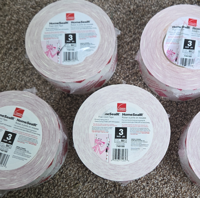 (x5) Owens Corning HomeSealR Foam Joint Tape Pink Roll 3 in x 180 ft MPN 749199