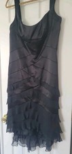 ABS Allen Schwartz Dress Womens 12 Black Cocktail Ruffle Tiered Formal Made USA