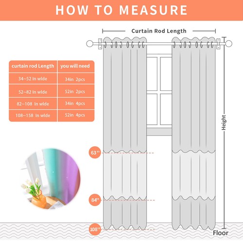 Blackout Curtains for 84 inches Long, Girls Bedroom Decro, Window Ombre Curta... - Picture 6 of 8