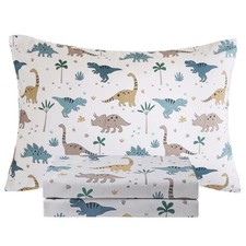 Twin Size Bed Sheets for Boys Kids - 3-Piece Jurassic Dinosaur Bedding Set, B...
