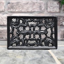 Black Cast Iron Ornate Air Brick ? 9 x 6 Inch Double Slot Air Brick with Mesh