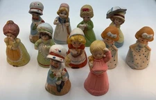 Lot of 11 Jasco 1978 Vintage Merri Bell Bisque Porcelain Figurines