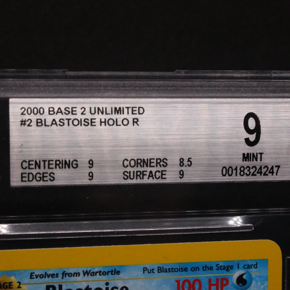 🔥 BGS 9 MINT BLASTOISE HOLO RARE | BASE SET 2 UNLIMITED 2/130 | SWIRL 🔥 - Image 2 of 4