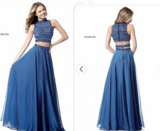SHERRI HILL-Two piece with beaded cut out bodice and chiffon skirt 51871