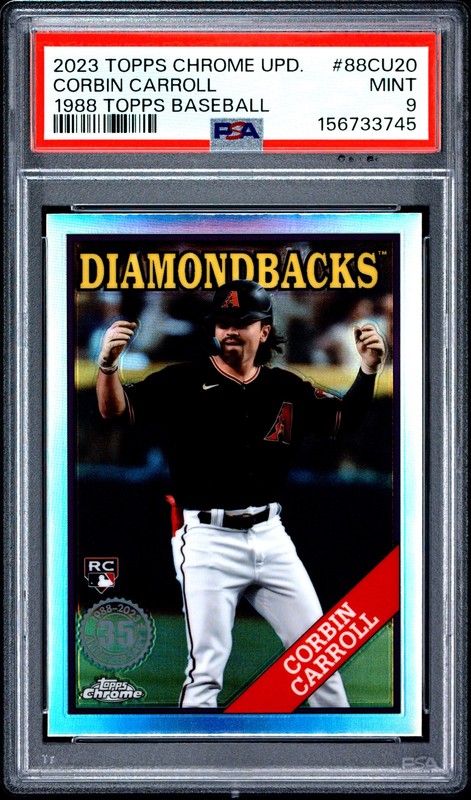 2023 TOPPS CHROME UPDATE 1988 BASEBALL #88CU20 CORBIN CARROLL ROOKIE RC PSA 9