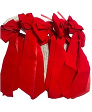 Lot Of 5 Matching Red Velvet Christmas Bows. 10 Inch. Holiday Decor. Brand New.