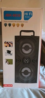 Portable Blutooth Party Speaker Black  Bonus  Included  2 Microphoes 