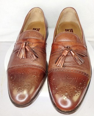 Italian Montecatini Brown Leather Tassel  Perforated Loafers US Size11M SkuL0107