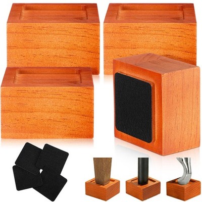 4 Pack Bed Risers Solid Wood Furniture Risers Lifts Height Adjustable from 1''...