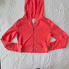 American Eagle Pink Women s Fleece Crop Hoodie Full Zip Hooded Solid Size M