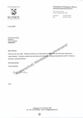 Original Autogramm Harald Kroto Nobelpreis Chemie 1996 /// Autograph signiert si